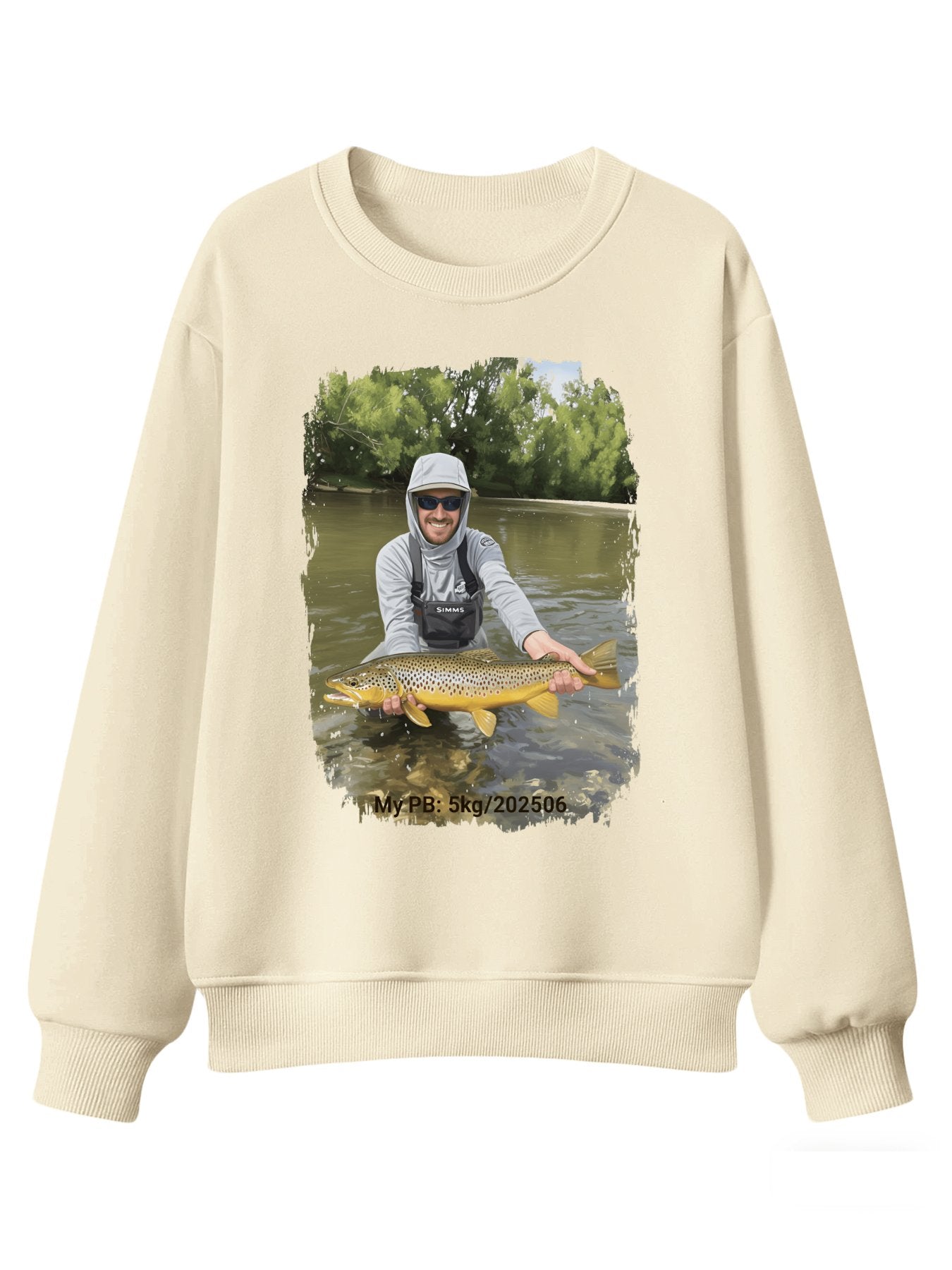 Custom Personal Best Fishing Sweatshirt with Your Photo - Custom Photo & PB Catch Weight