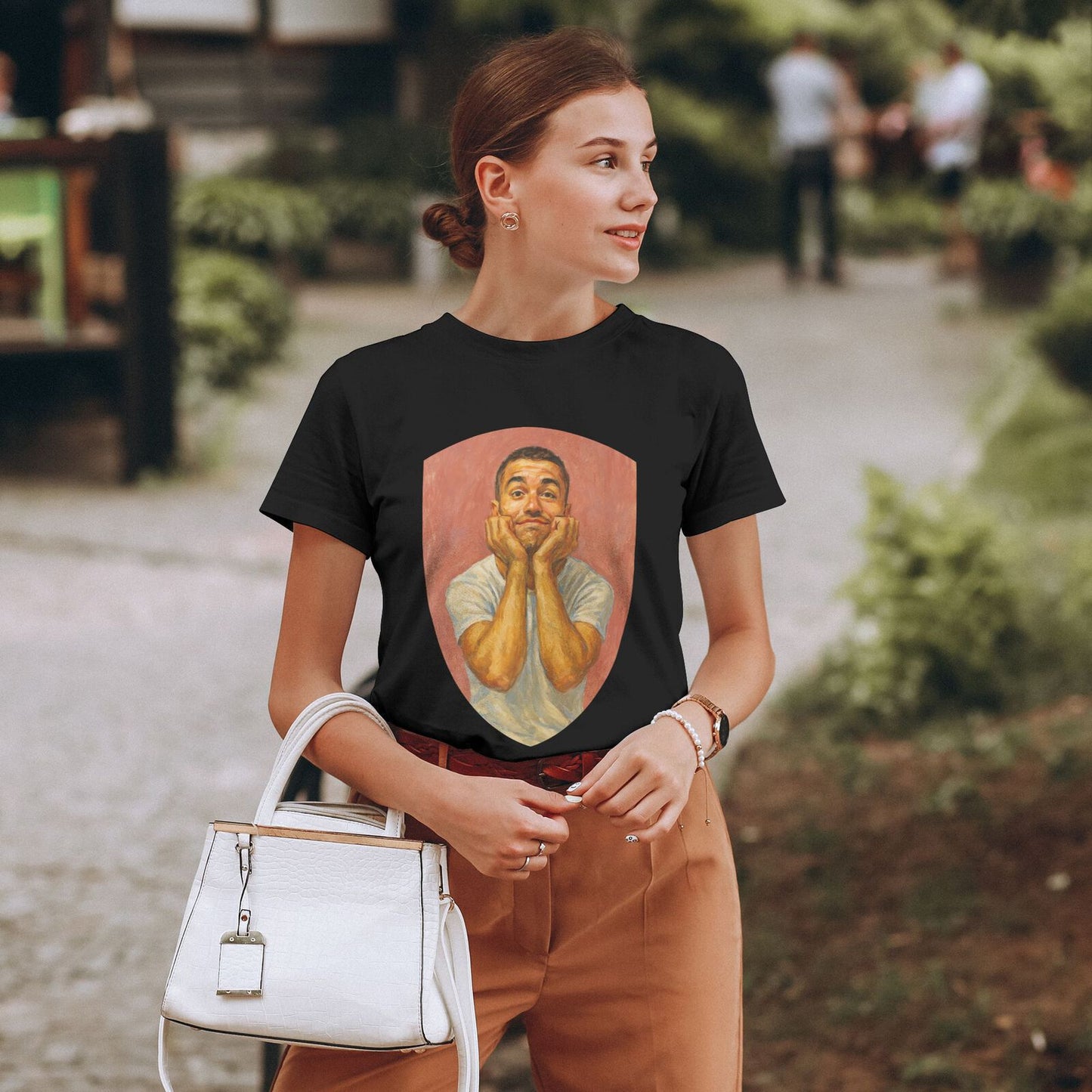 Personalized Couples Gift Guardian Women T-shirt: Turn Your Photo into a Custom Painting Art