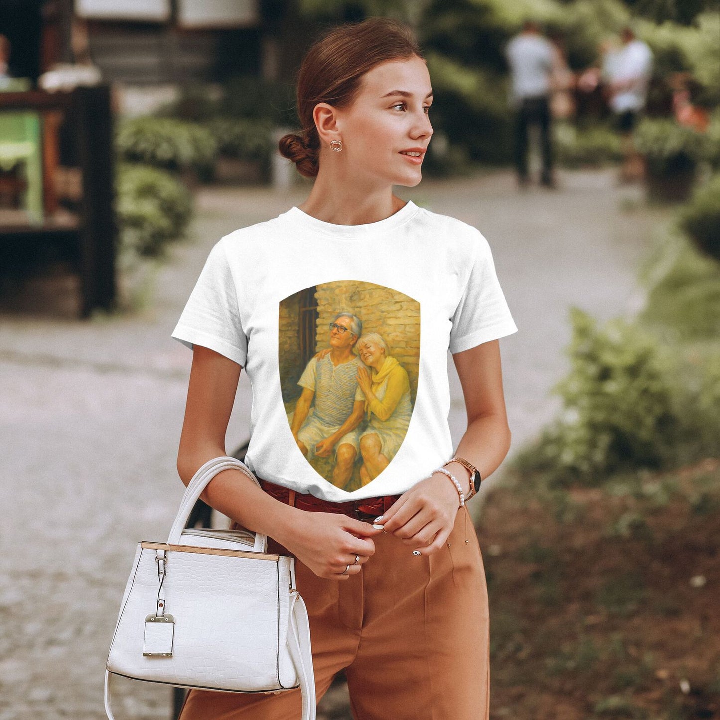 Personalized Couples Gift Guardian Women T-shirt: Turn Your Photo into a Custom Painting Art