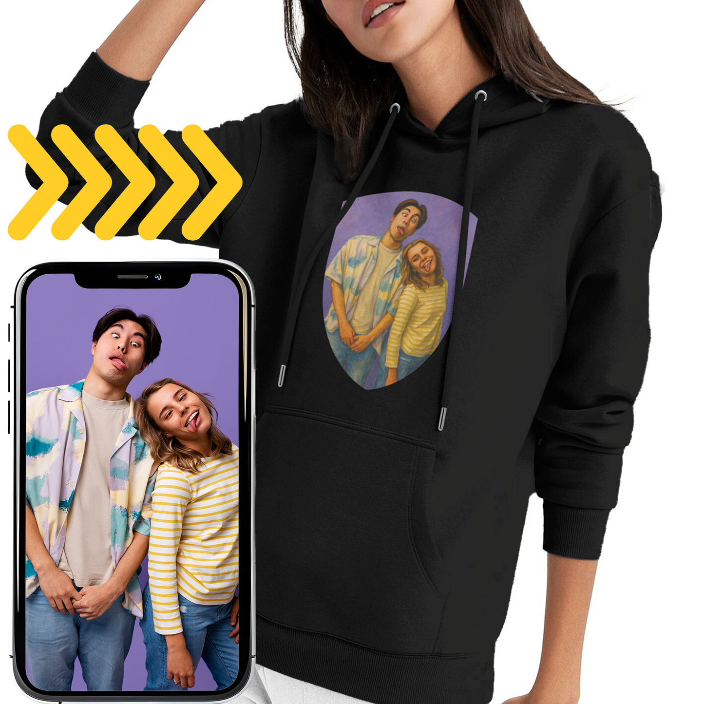 Personalized Couples Gift Guardian Women Sweatshirt: Turn Your Photo into a Custom Painting Art