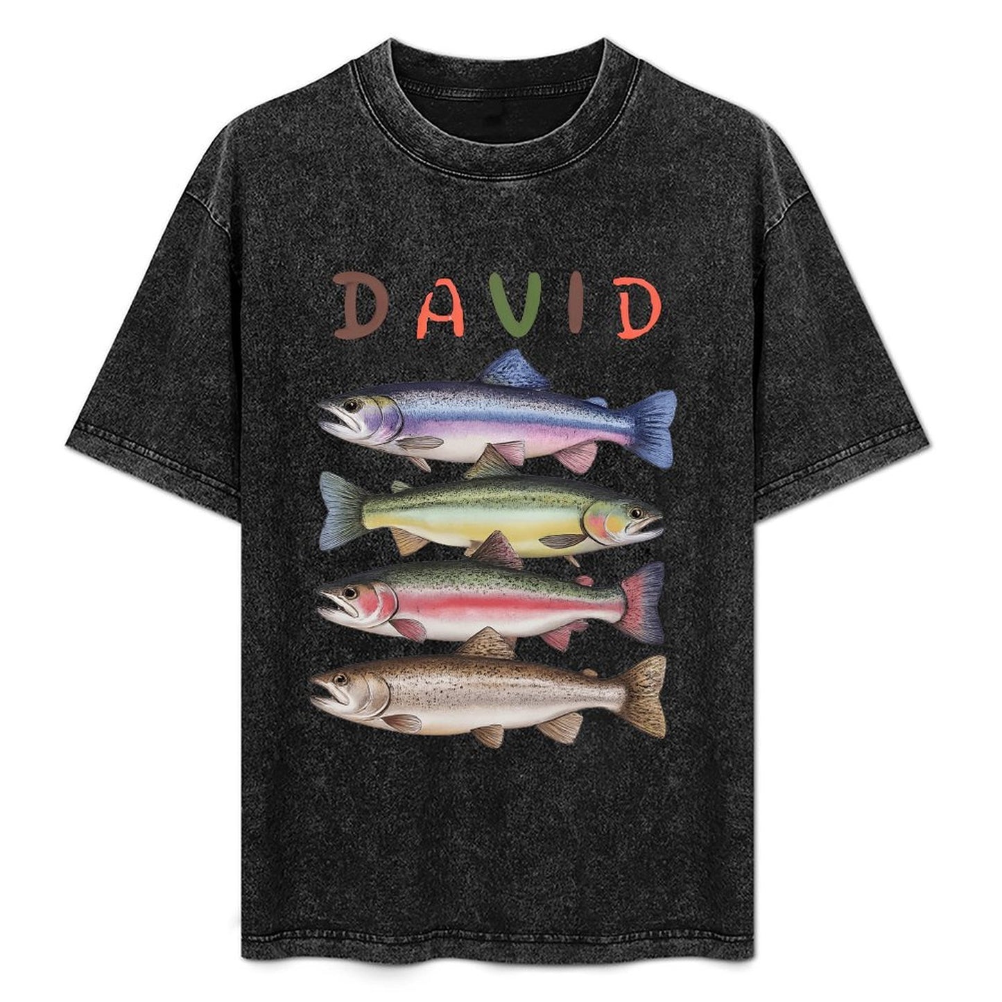 Custom Name Trout Fishing Washed T-Shirt Fishing Lover Gift