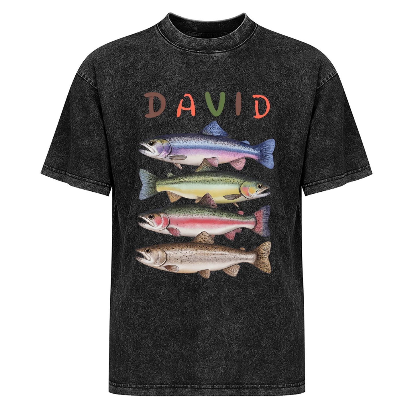 Custom Name Trout Fishing Washed T-Shirt Fishing Lover Gift