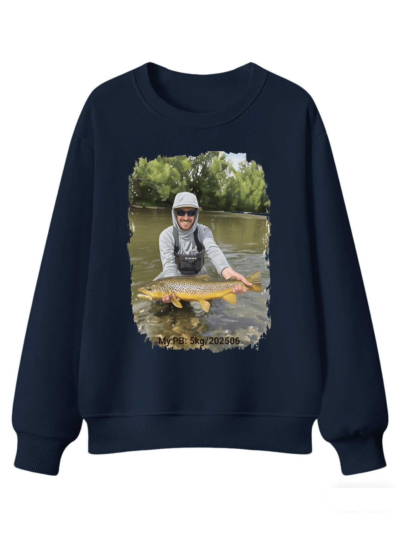 Custom Personal Best Fishing Sweatshirt with Your Photo - Custom Photo & PB Catch Weight