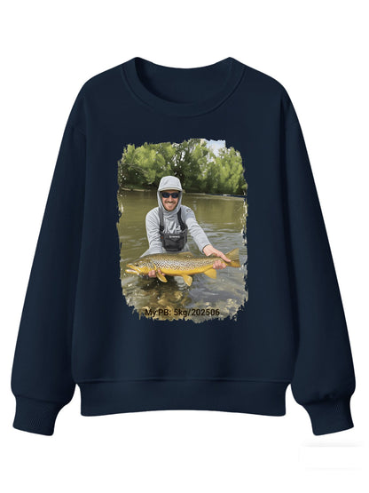 Custom Personal Best Fishing Sweatshirt with Your Photo - Custom Photo & PB Catch Weight