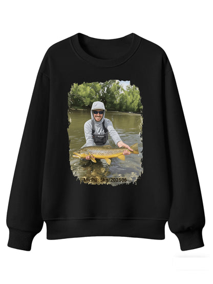 Custom Personal Best Fishing Sweatshirt with Your Photo - Custom Photo & PB Catch Weight