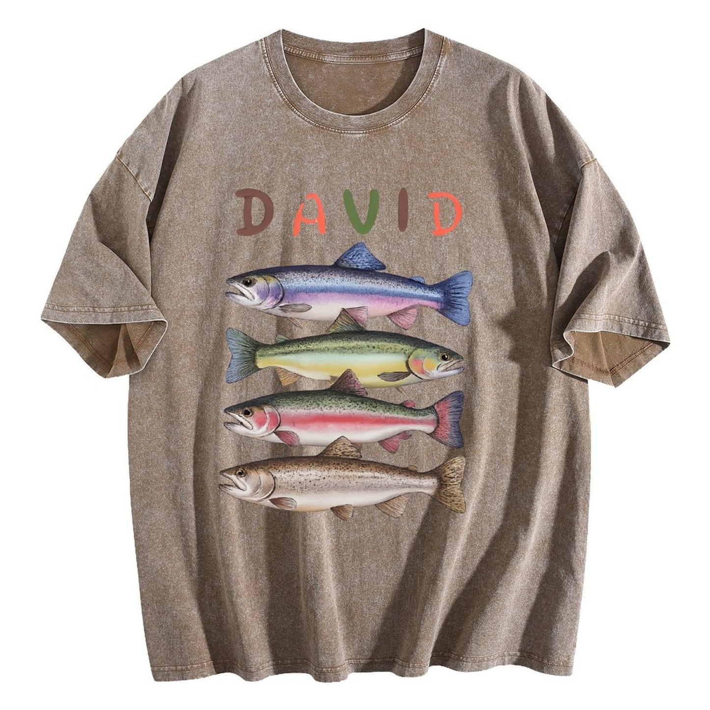 Custom Name Trout Fishing Washed T-Shirt Fishing Lover Gift