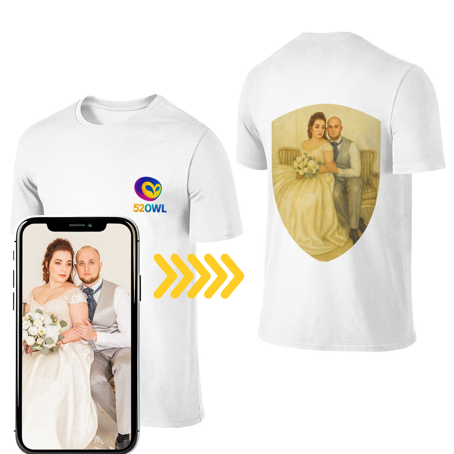 Personalized Couples Gift Men Guardian Tee: Turn Your Photo into a Custom Painting Art