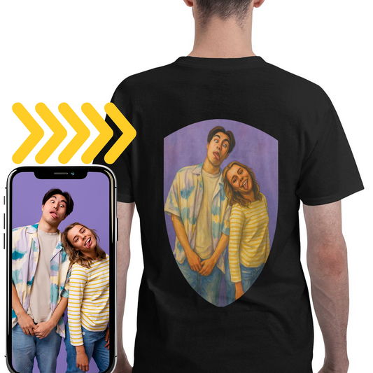Personalized Couples Gift Men Guardian Tee: Turn Your Photo into a Custom Painting Art