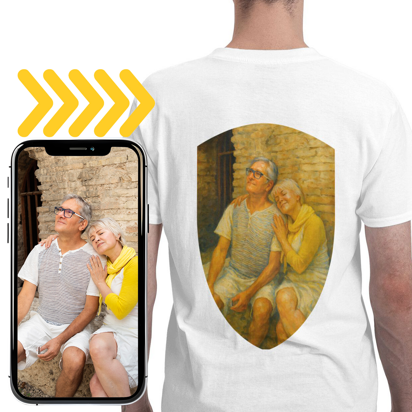 Personalized Couples Gift Men Guardian Tee: Turn Your Photo into a Custom Painting Art