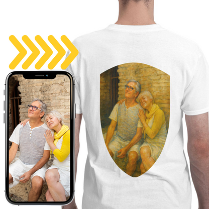Personalized Couples Gift Men Guardian Tee: Turn Your Photo into a Custom Painting Art