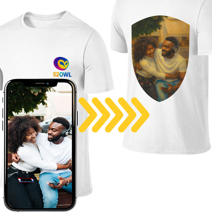 Personalized Couples Gift Men Guardian Tee: Turn Your Photo into a Custom Painting Art
