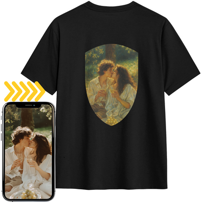 Personalized Couples Gift Men Guardian Tee: Turn Your Photo into a Custom Painting Art