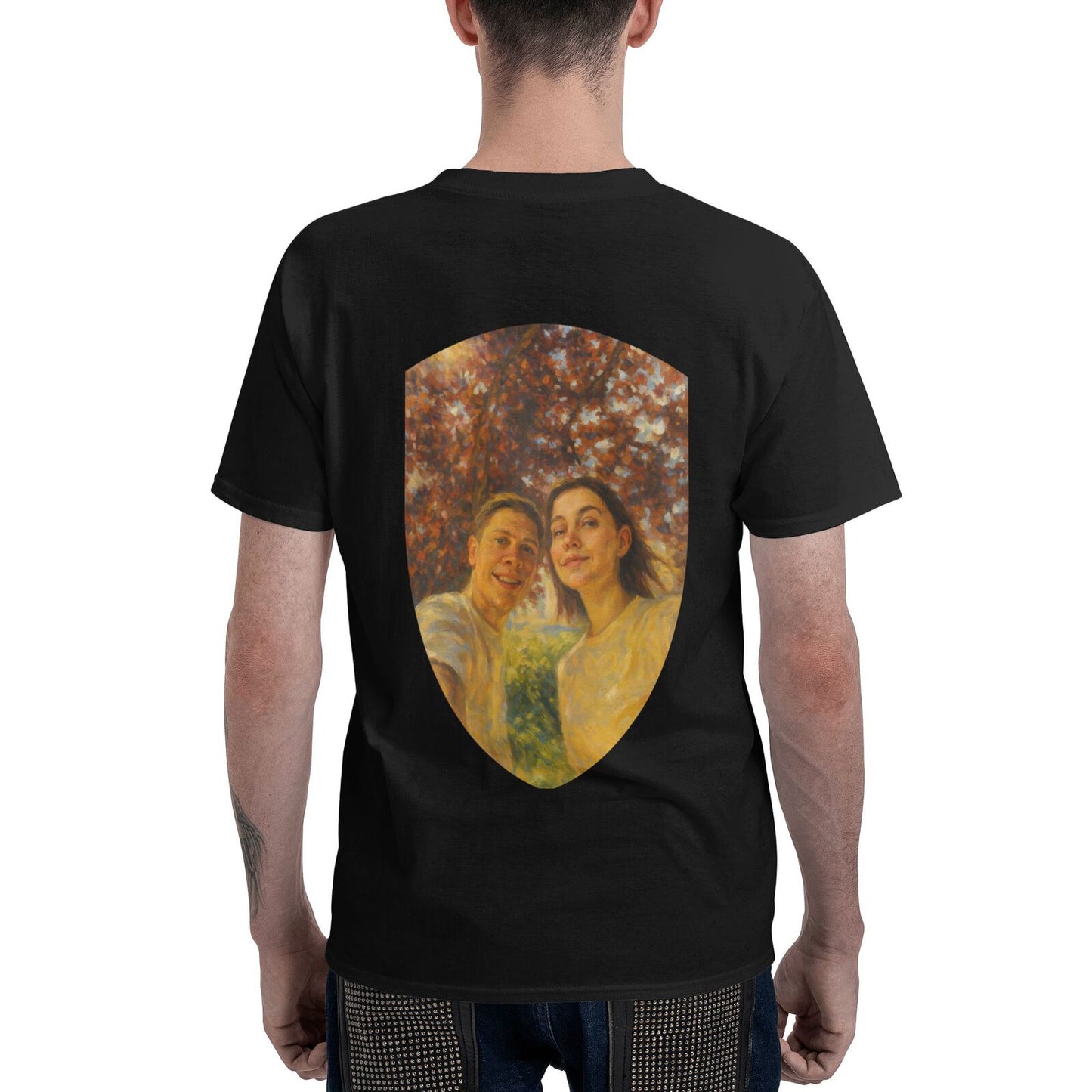 Personalized Couples Gift Men Guardian Tee: Turn Your Photo into a Custom Painting Art