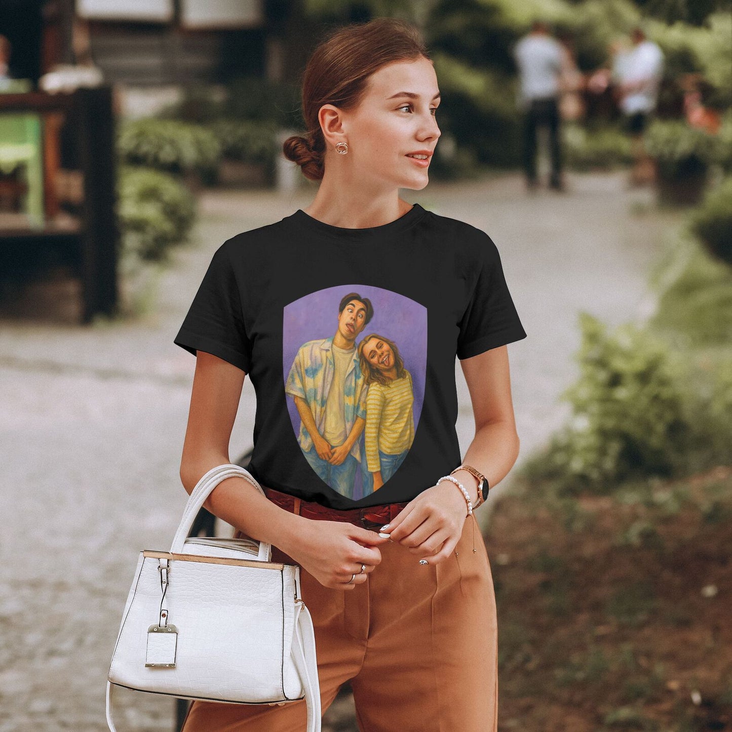 Personalized Couples Gift Guardian Women T-shirt: Turn Your Photo into a Custom Painting Art