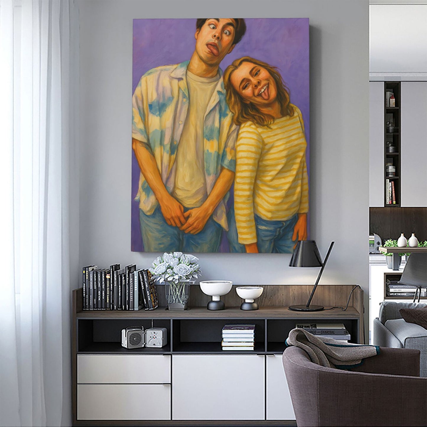 Personalized Couples Gift Guardian Canvas: Turn Your Photo into a Custom Painting Art
