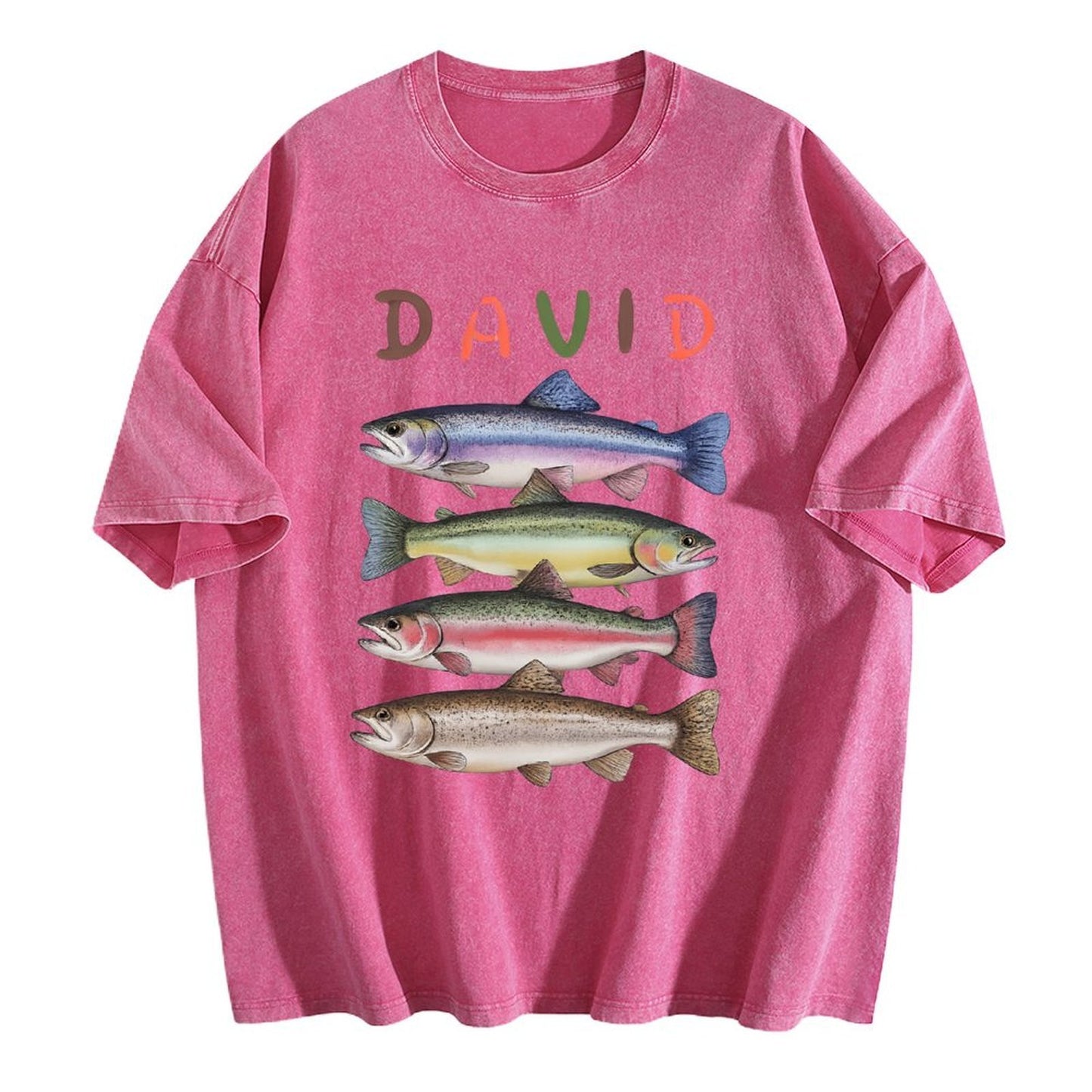Custom Name Trout Fishing Washed T-Shirt Fishing Lover Gift