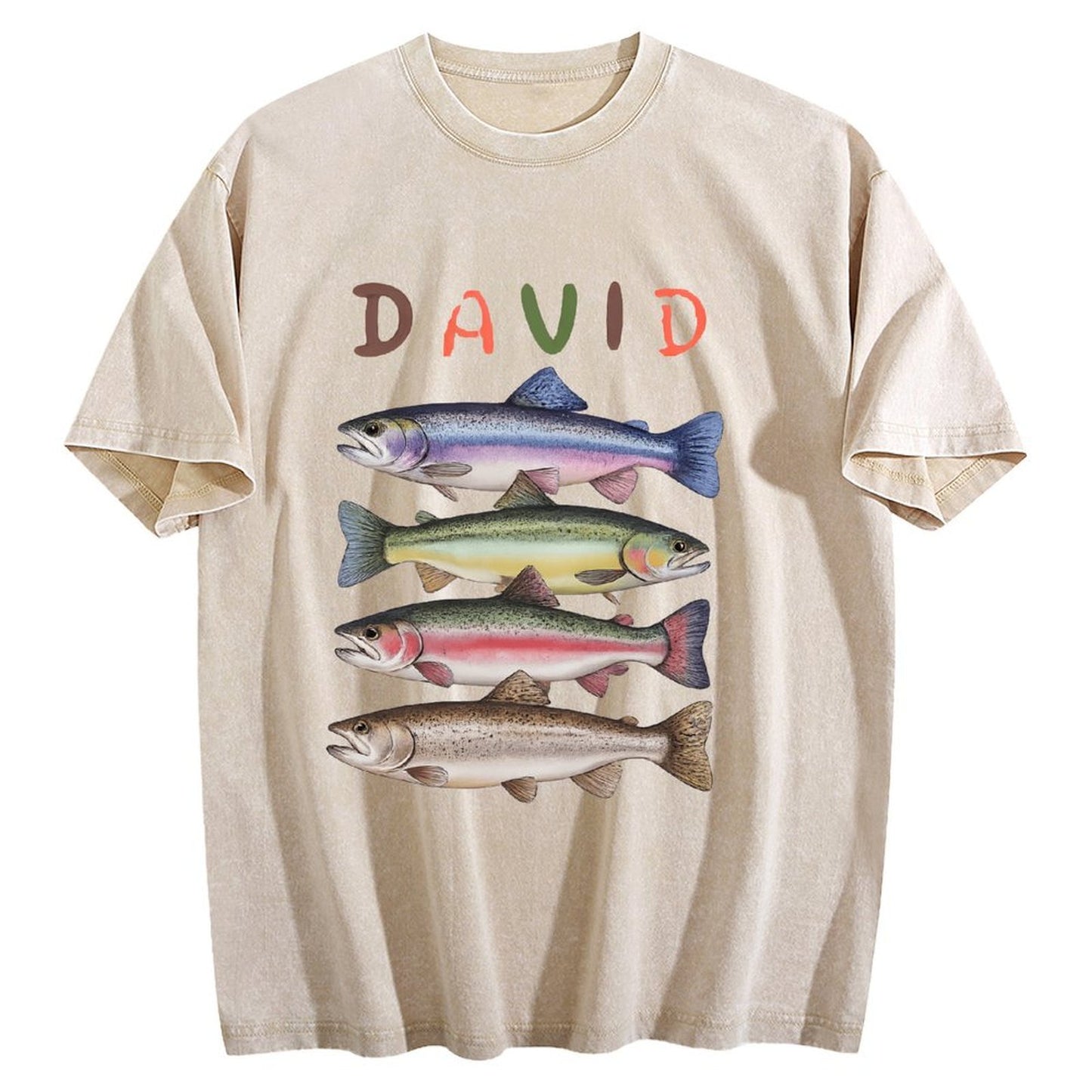 Custom Name Trout Fishing Washed T-Shirt Fishing Lover Gift