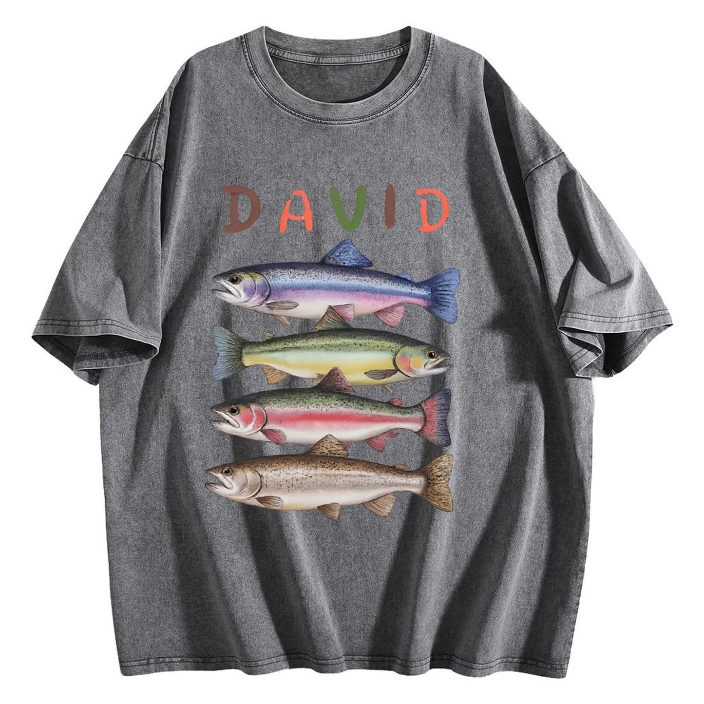 Custom Name Trout Fishing Washed T-Shirt Fishing Lover Gift