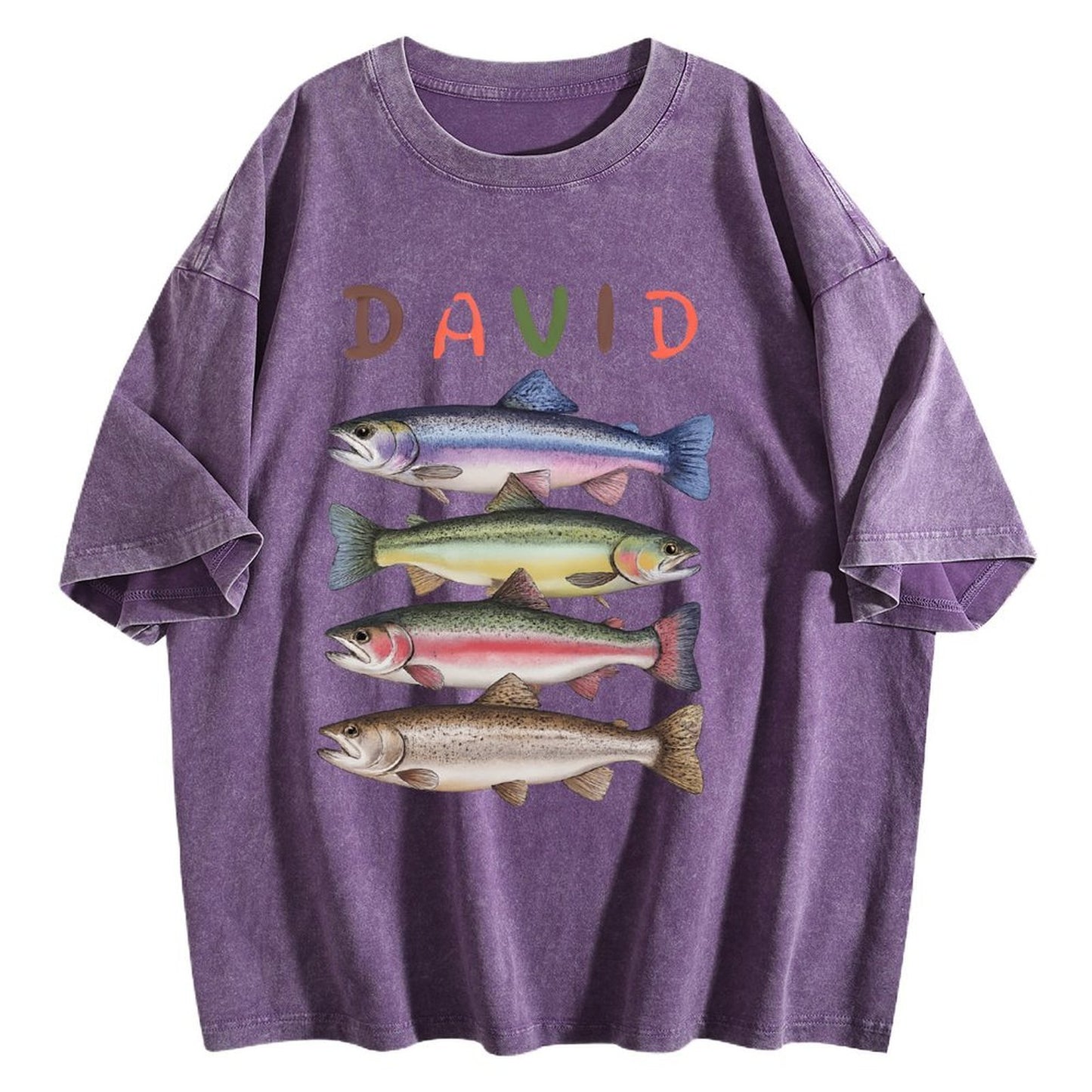 Custom Name Trout Fishing Washed T-Shirt Fishing Lover Gift