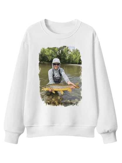 Custom Personal Best Fishing Sweatshirt with Your Photo - Custom Photo & PB Catch Weight