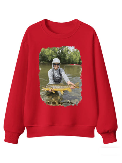 Custom Personal Best Fishing Sweatshirt with Your Photo - Custom Photo & PB Catch Weight