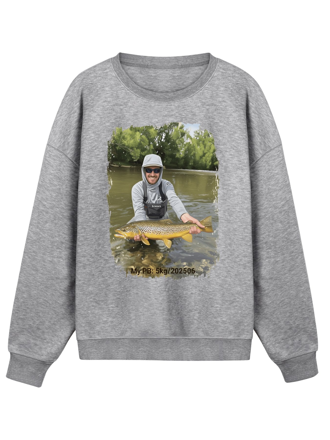 Custom Personal Best Fishing Sweatshirt with Your Photo - Custom Photo & PB Catch Weight