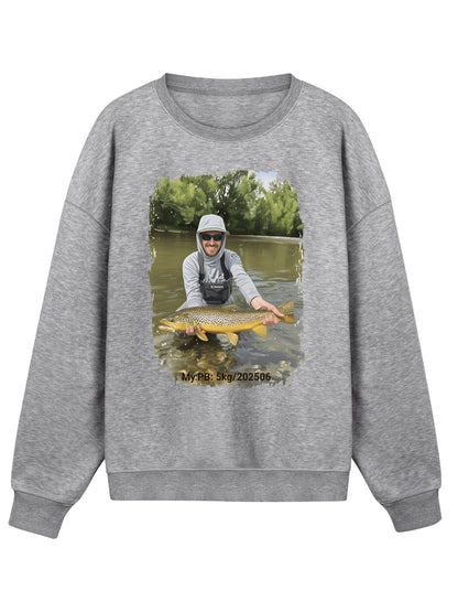 Custom Personal Best Fishing Sweatshirt with Your Photo - Custom Photo & PB Catch Weight