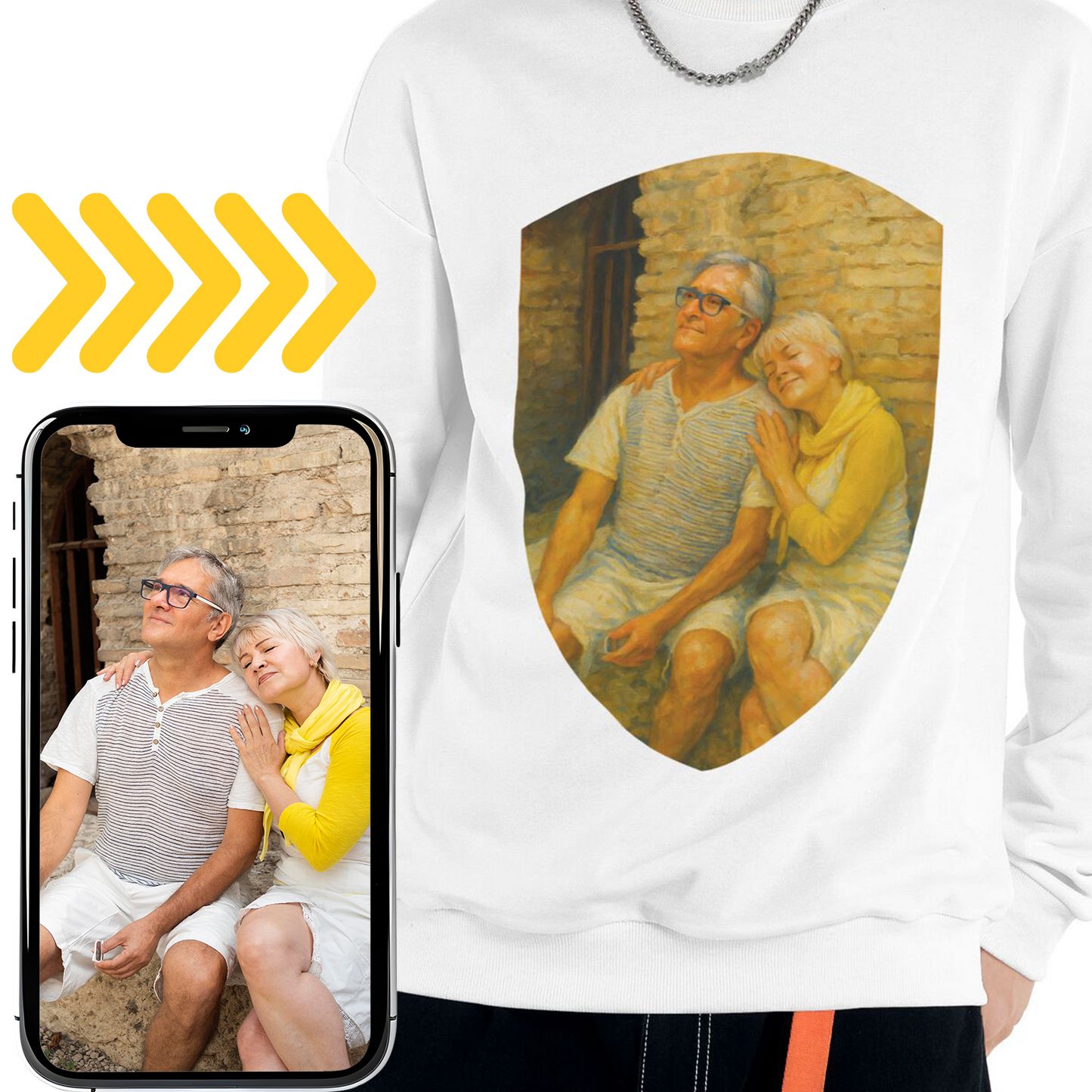 Personalized Couples Gift Guardian Sweatshirt: Turn Your Photo into a Custom Painting Art